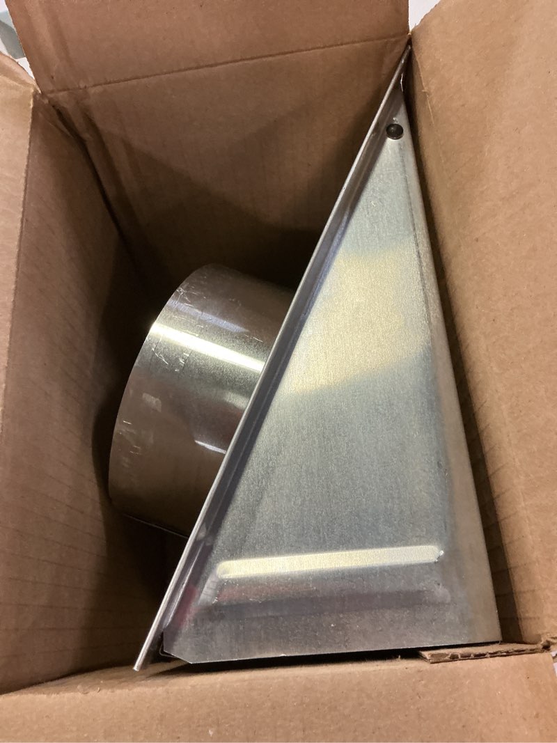 Condition photo showing Good Condition for lambro wall cap for range hood - maximum airflow, silver aluminum, spring loaded damper, nesting prevention