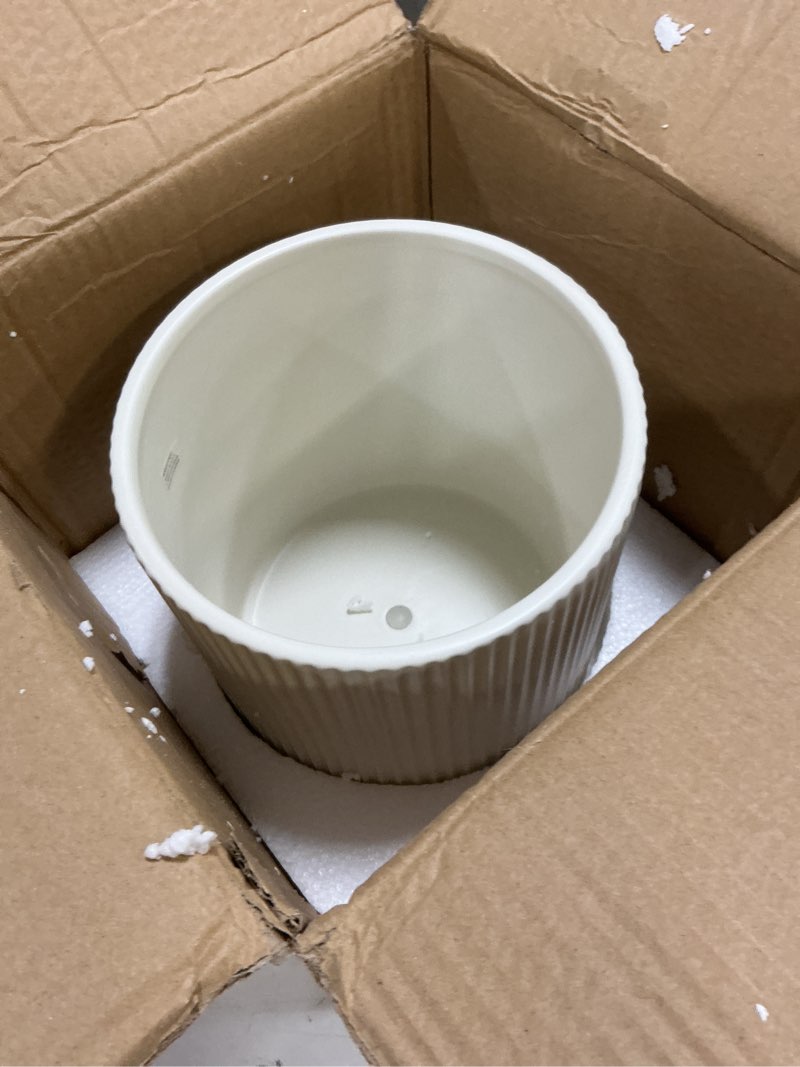 Condition photo showing Good Condition for amazon basics fluted ceramic round planter, 8-inch, white white 8-inch