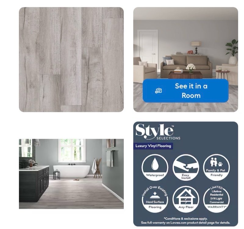 10k+ bought last week style selections charleston oak 12-mil x 7-in w x 48-in l waterproof luxury vinyl plank flooring (