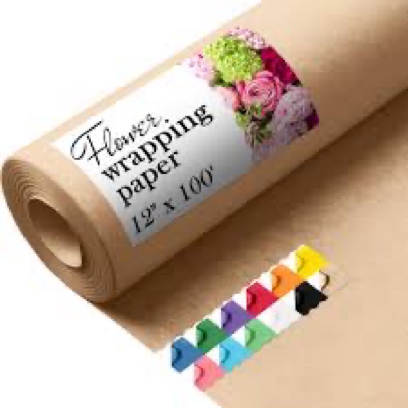 Paclord Flower Wrapping Paper, 18" x 1200" (100 ft), 45 lbs Thickness – Brown Colored Kraft Paper fo