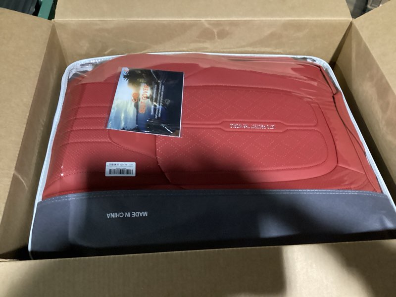 Condition photo showing As Is for NS YOLO Universal Fit Full Coverage Leather Car Seat Covers for Cars,SUVs and Pick-up Trucks, Car Seat Protector,Automotive Seat Covers Full Set,Car Seat Cushion,Wine Red Seat Cover for 5 Seats Wine Red Full Set