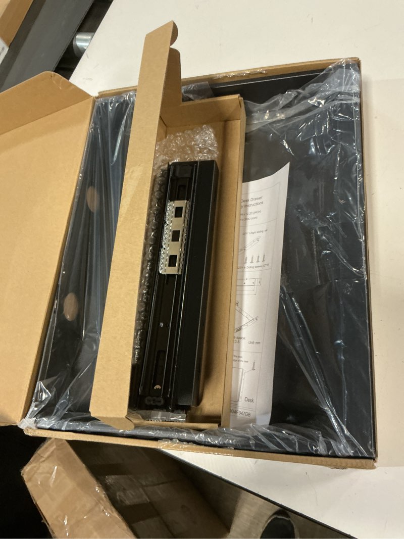 Condition photo showing Good Condition for Under Desk Mounted Sliding Pull-Out Drawer for Office Desk W 19.2" x D 13.4" Storage Organizer for Sit Stand Workstation, Metal, Black (Large) 1TierLarge