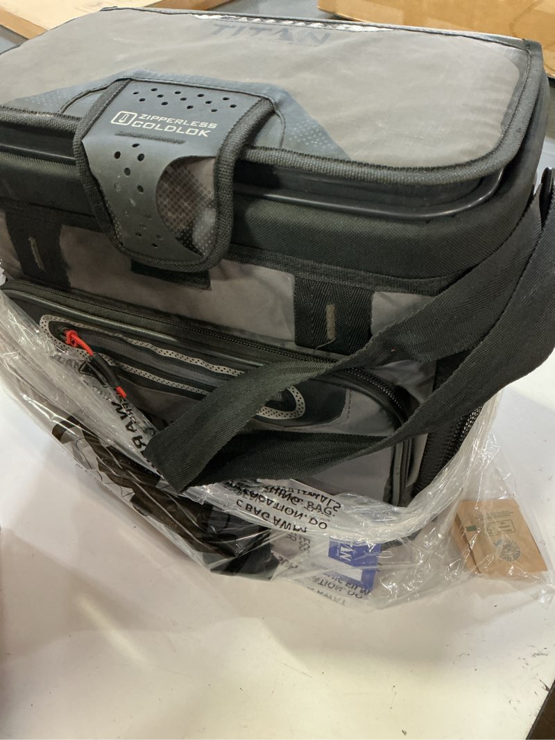 Condition photo showing As Is for titan by arctic zone deep freeze cooler - zipperless hardbody cooler - deep freeze insulation, hardbody liner, and smartshelf 16 can sharkskin gray
