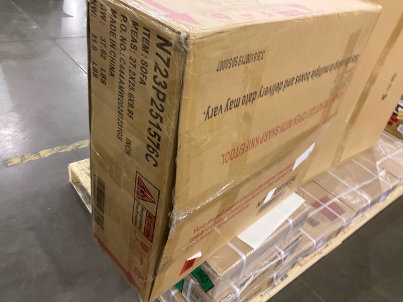 Condition photo showing As Is for Incomplete components, Merax 86.5\" Sectional Sofa with Storage Pockets & Removable Ottomans, 5 Seat U Shaped Sleeper Cloud 