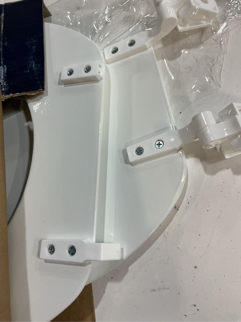Condition photo showing As Is for project source wood white round toilet seat