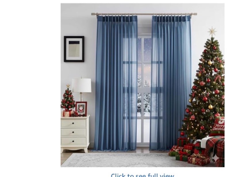 WEST LAKE Coronet Blue Pinch Pleated Sheer Curtains 95 Inches Long,French Pleat Drapes for Living Ro