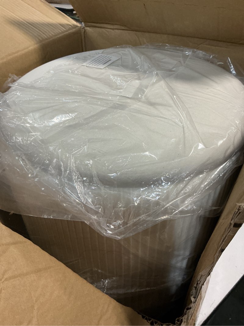 Condition photo showing Good Condition for round ottoman with storage set of 2 vanity stool foot rest with removable lid white velvet storage ottoman stool for living room and dorm cream