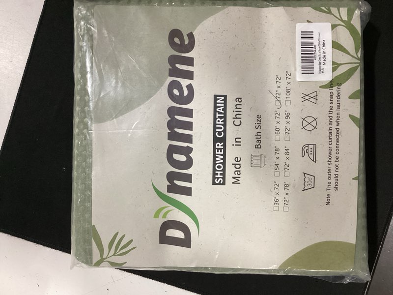 Condition photo showing New/Like New for dynamene sage green shower curtain - waffle textured heavy duty thick fabric shower curtains for bathroom, 256gsm luxury weighted polyester cloth bath curtain set with 12 plastic hooks?72wx72h,green a. sage green 72"w x 72"l (pack of 1)