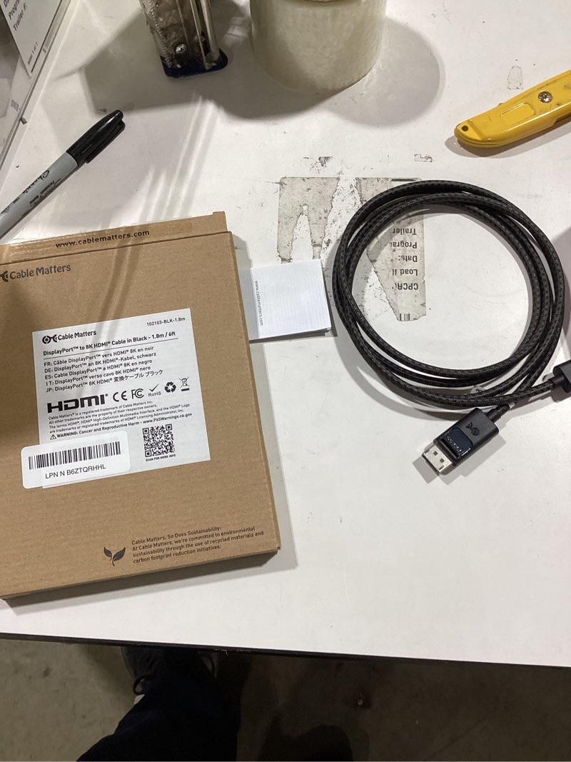 Condition photo showing Good Condition for Cable Matters Uni-Directional 8K DisplayPort to HDMI 2.1 Cable - 6ft, with 4K 240Hz / 8K 60Hz, Display Port to HDMI 2.1 Cable, Supports RTX4080, RX7900, Not Work with PS5/Xbox, No VRR Support