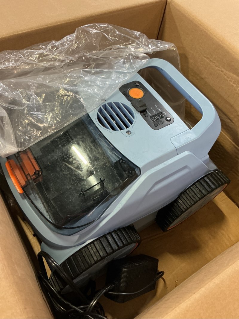 Condition photo showing As Is for (2026 upgrade) pool vacuum for inground pools, robotic pool cleaner, wall climbing pool cleaner, cleans pool floors, drain & walls & waterline, cleaning up to 2100 sq.ft, 180 min