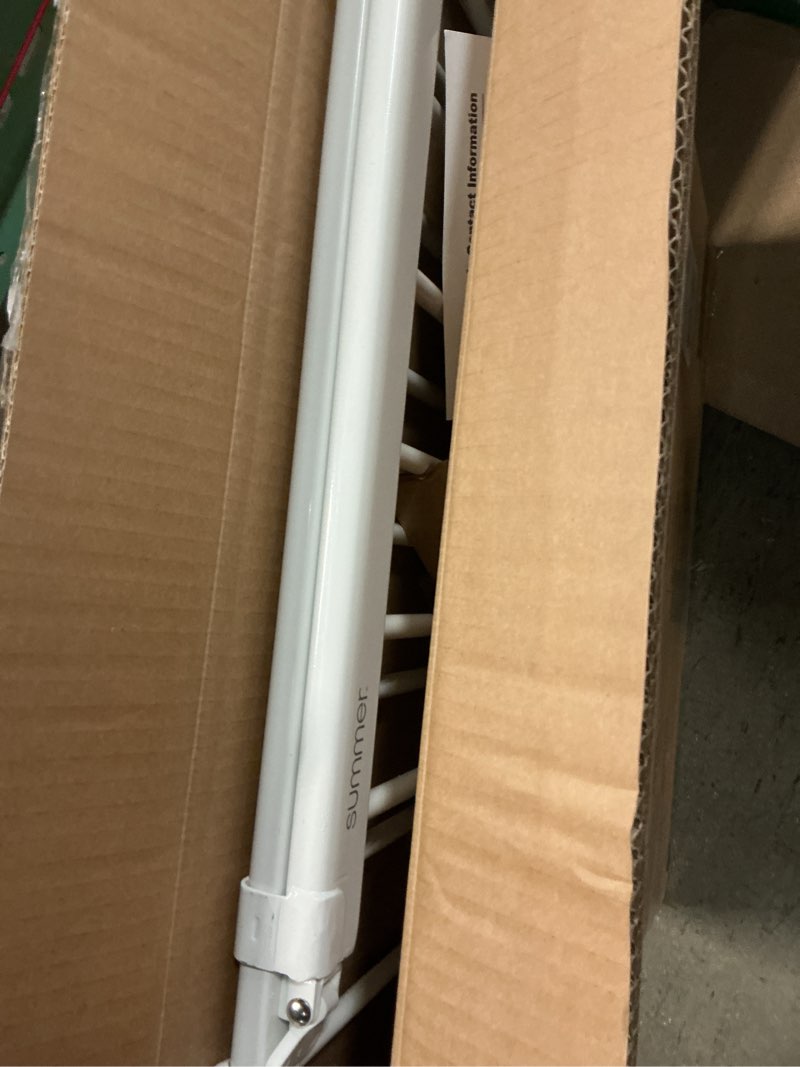 Condition photo showing As Is for ingenuity the stairway+ 46w series, 32"-48" wide, 32.5" tall, baby gate for stairs, dog gate indoor with door for banister to banister installation - white metal