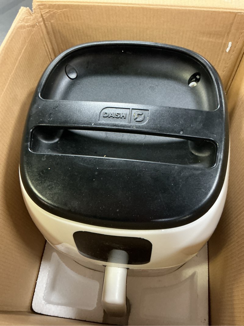 Condition photo showing As Is for dash ceramic nonstick tasti-crisp digital air fryer - includes digital display, nonstick basket, and preset buttons for quick meals - cream, 2.6-quart cream ceramic nonstick