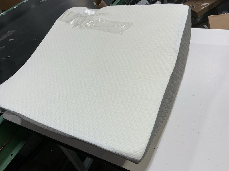 Condition photo showing As Is for kolbs bed wedge pillow for sleep apnea, acid reflux, and back pain relief, with chic jacquard cover - headboard gerd pillow wedges for sleeping (standard width 7.5" height)