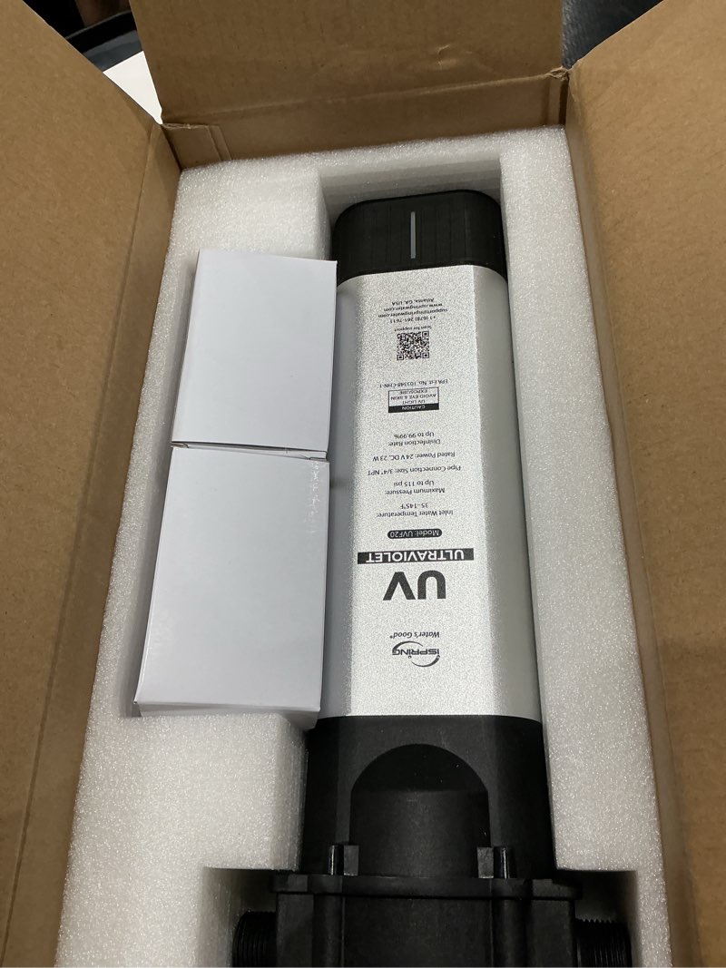Condition photo showing Good Condition for ispring uvf20 whole house led uv water filter system, up to 11 years long-life led uv water purifier with built-in automatic flow control, mercury-free, 3/4" mntp inlet outlet, up to 12 gpm up to 12 gpm led uv