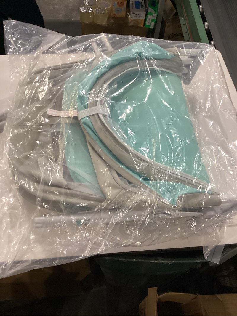 Condition photo showing New/Like New for Dream On Me Karley Bassinet, Award Winner Lightweight Travel Baby Bassinet, Foldable Bedside Sleeper, Adjustable Double Canopy, Spacious Design, Soft Fabric, Storage Basket – Blue and Grey