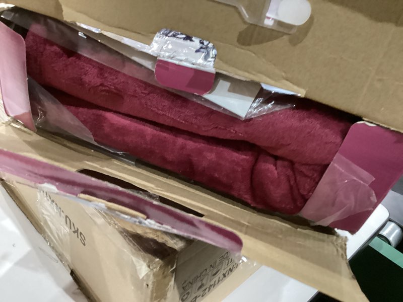 Condition photo showing As Is for Heated Blanket Electric Throw, 50" x 60" Heating Blanket with 5 Levels & 10 Hours Auto Off, Extremely Soft Flannel Warm Blanket Gifts Over-Heat Protection, ETL Certified Machine Washable Rose Red & White