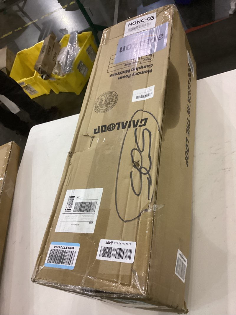 Condition photo showing As Is for Extra Thick GAIALOOP 4 INCH Memory Foam Camping Mattress, Roll Up Floor Sleeping Mat Camp Cot Mattress Pad Travel Camping Couch Bed for Guest Adults Side Sleepers