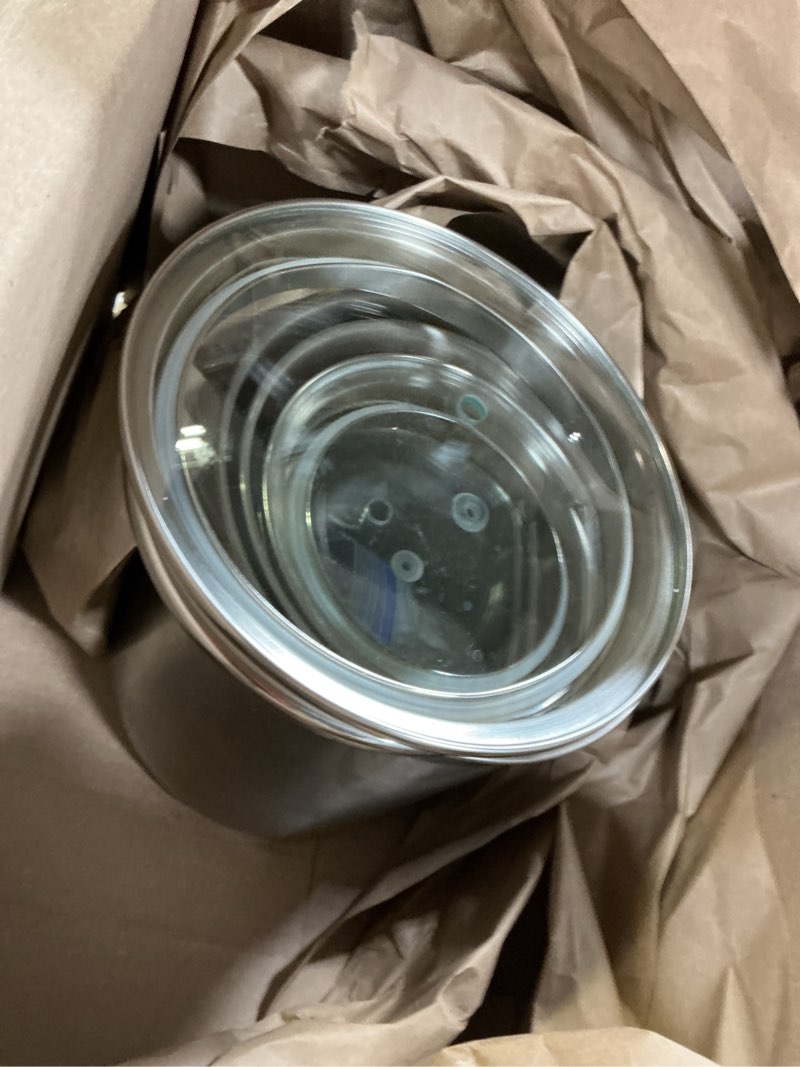 Condition photo showing As Is for cooks standard stainless steel food jar storage canister set medium 4-piece, 0.95qt/1.6qt/2.5qt/3.5qt airtight containers with glass lid for tea coffee sugar flour 4-piece medium