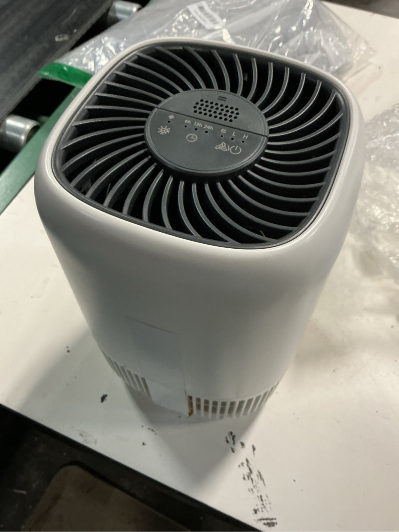 Condition photo showing As Is for air purifiers for home with high efficiency filter up to 1076 ft² for pet hair, odors, pollen, smoke, compact air cleaner with 3 speeds, timer, aroma quiet 360°intake filter, white