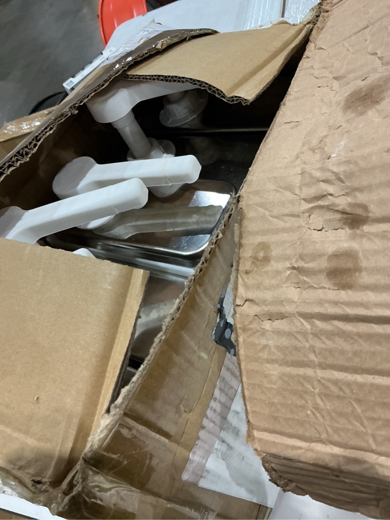 Condition photo showing As Is for zerodis sauce dispenser pump, stainless steel sauce pump dispenser condiment pump dispenser for salad jam seasoning sauce squeeze(5 pumps)