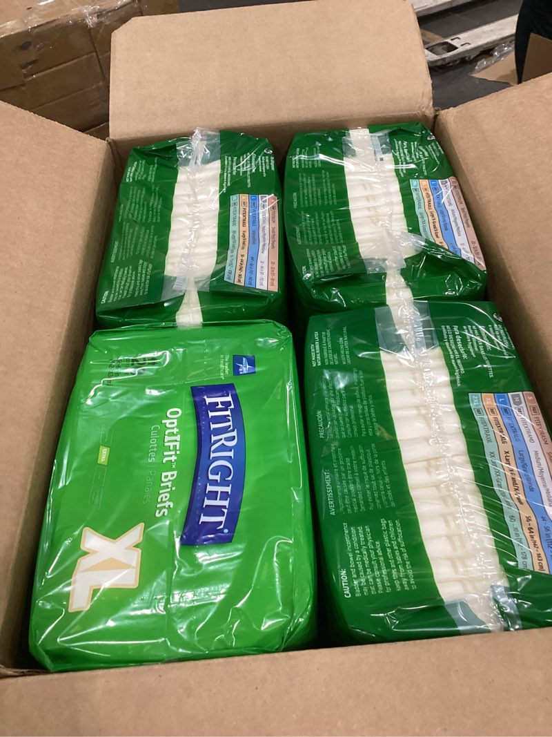 Condition photo showing Good Condition for fitright adult diapers, ultra heavy absorbency, s (waist xl  20 count, optifit incontinence briefs for men and women, disposable, moisture-wicking, leak protection, (pack of 4) 20 count (pack of 2) 20 count
