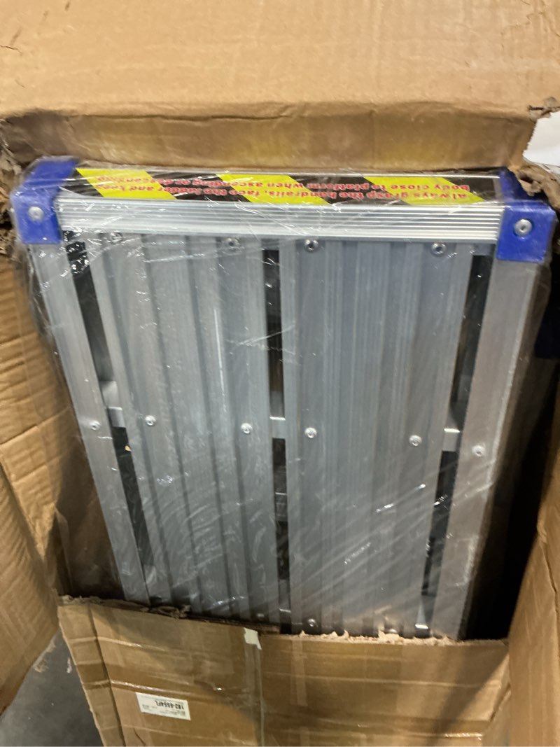 Condition photo showing Good Condition for LEADALLWAY Adjustable Work Platform Step Stool 33in(L) x12in(W) x20in(H) Aluminum Platform Ladder with One-Touch Automatic Fold 500 Lbs Capacity