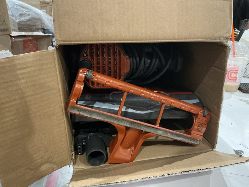 Condition photo showing As Is for shark rocket ultra-light corded bagless vacuum for carpet and hard floor cleaning with swivel steering (hv301), gray/orange
