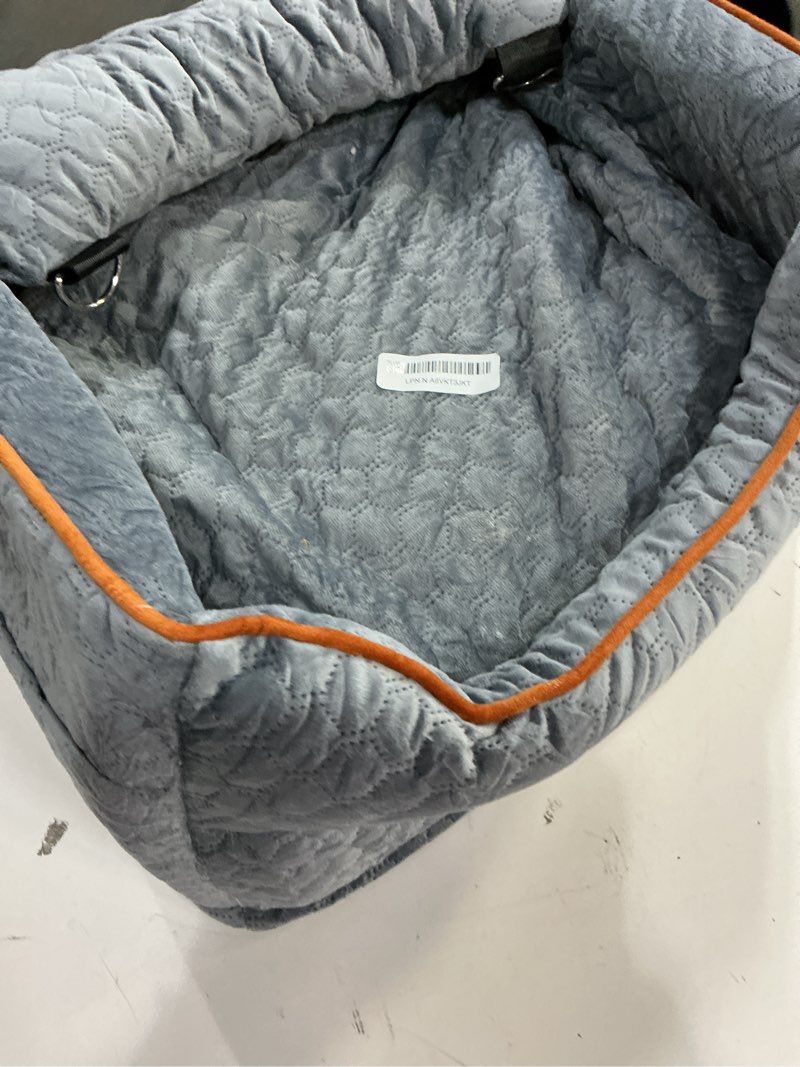 Condition photo showing As Is for Dog Car Seat - Memory Foam Dog Booster Seat for Small Dogs Up to 25lbs-Elevated Pet Car Seat with Storage Pockets and Dog Seat Belt-Soft Pet Travel Bed for Front & Back Seats-Removable Washable-Grey