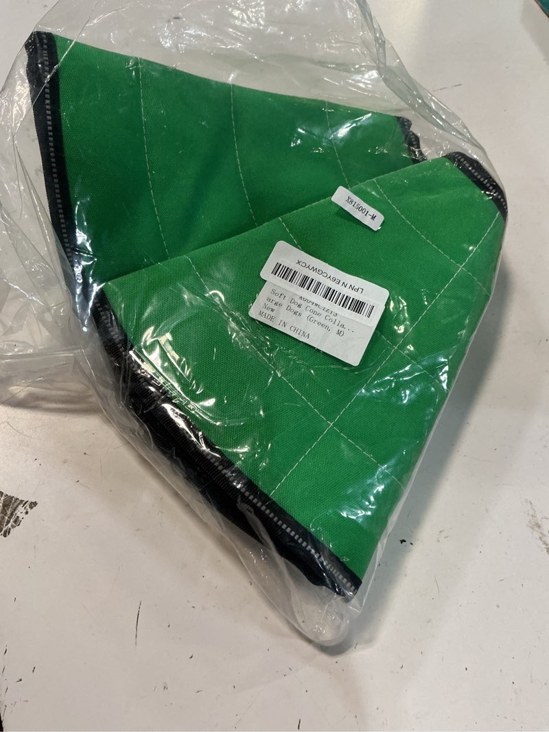 Condition photo showing Good Condition for soft dog cone collar after surgery: foldable long comfortable comfy fabric recovery shame elizabethan stop licking small medium large dogs (green, m) green m(neck:10.24"-12.2"/depth:9.13")