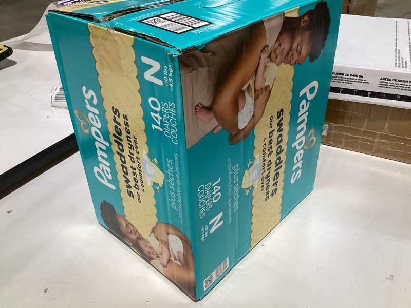 Condition photo showing New/Like New for pampers swaddlers diapers, size 0 (up to 10 lbs), 140 count, absorbent, keeps baby dry and comfortable, skin safe disposable baby diaper (packaging may vary) newborn 140