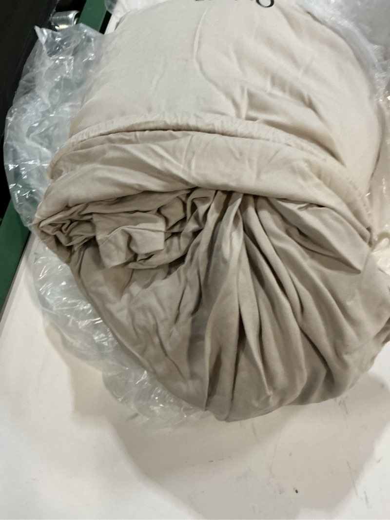 Condition photo showing As Is for bamboo duvet cover, king/cal king, sand