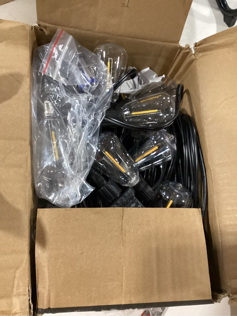 Condition photo showing Good Condition for addlon 100ft led outdoor string lights with remote waterproof patio lights with shatterproof st38 replaceable bulbs, dimmable outside hanging light connectable for porch, backyard 100ft(30 sockets)