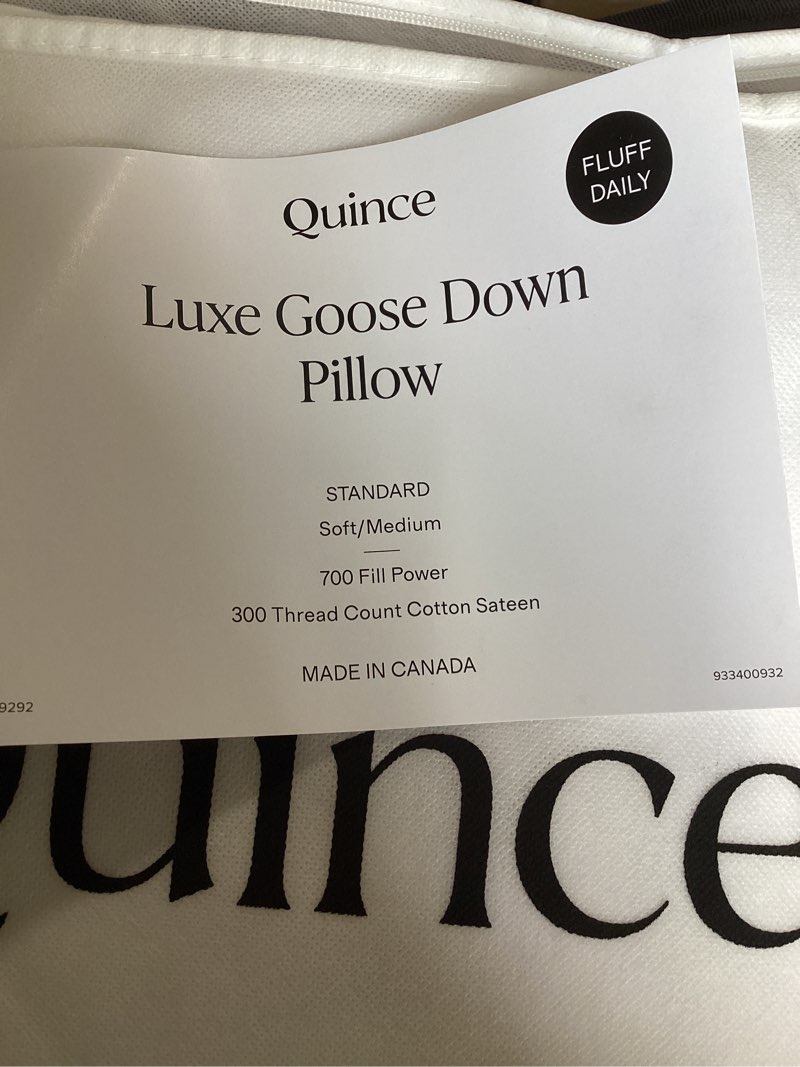 quice luxe goose down pillow 