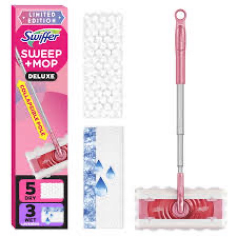 Swiffer Sweep and Mop Deluxe, Limited Edition Pink Wicked: for Good, 2-in-1 Floor Mopping and Sweepi
