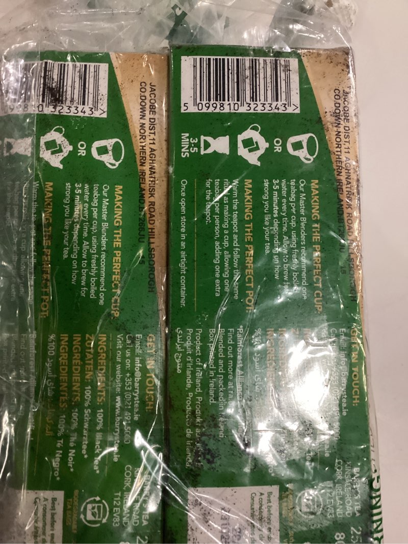 Condition photo showing As Is for Barry's Tea Irish Breakfast 80 count Tea Bags (Pack of 2)(best before 10/29/27)
