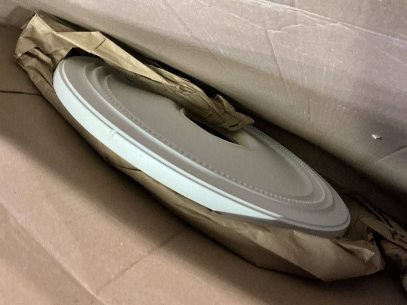 Condition photo showing Good Condition for ekena millwork cm24di diane ceiling medallion, 24"od x 3 5/8"id x 1 1/4"p (fits canopies up to 6 1/4"), factory primed
