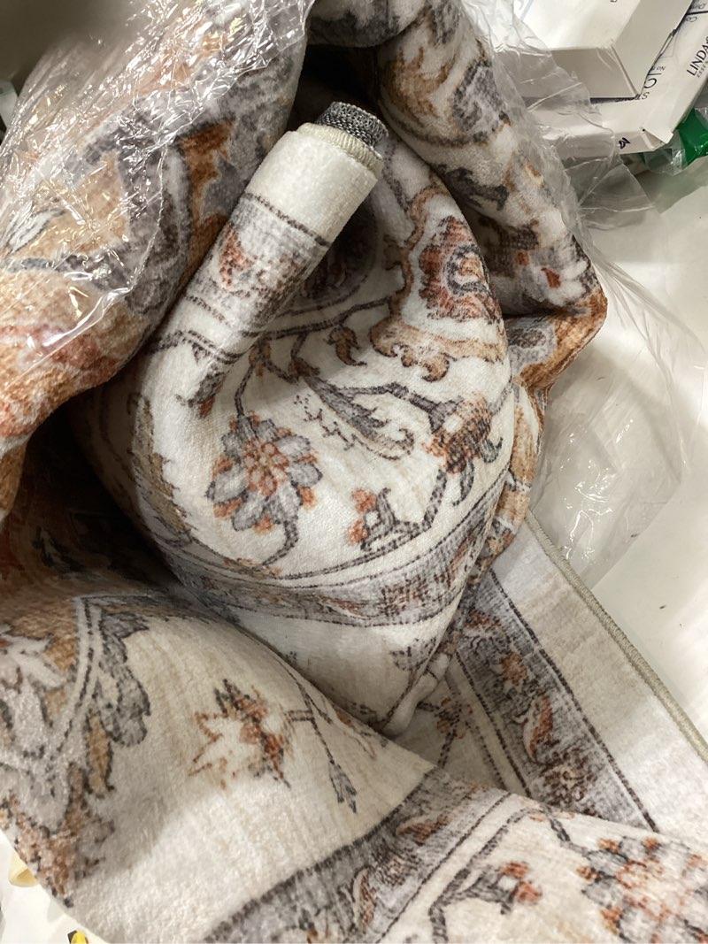 Condition photo showing Good Condition for 5x7 area rugs for living room ultra-soft washable rug vintage distressed boho area rug, non-slip retro print low pile stain resistant carpet for bedroom dining room kitchen office 5' × 7' (rectangular) orange/gray