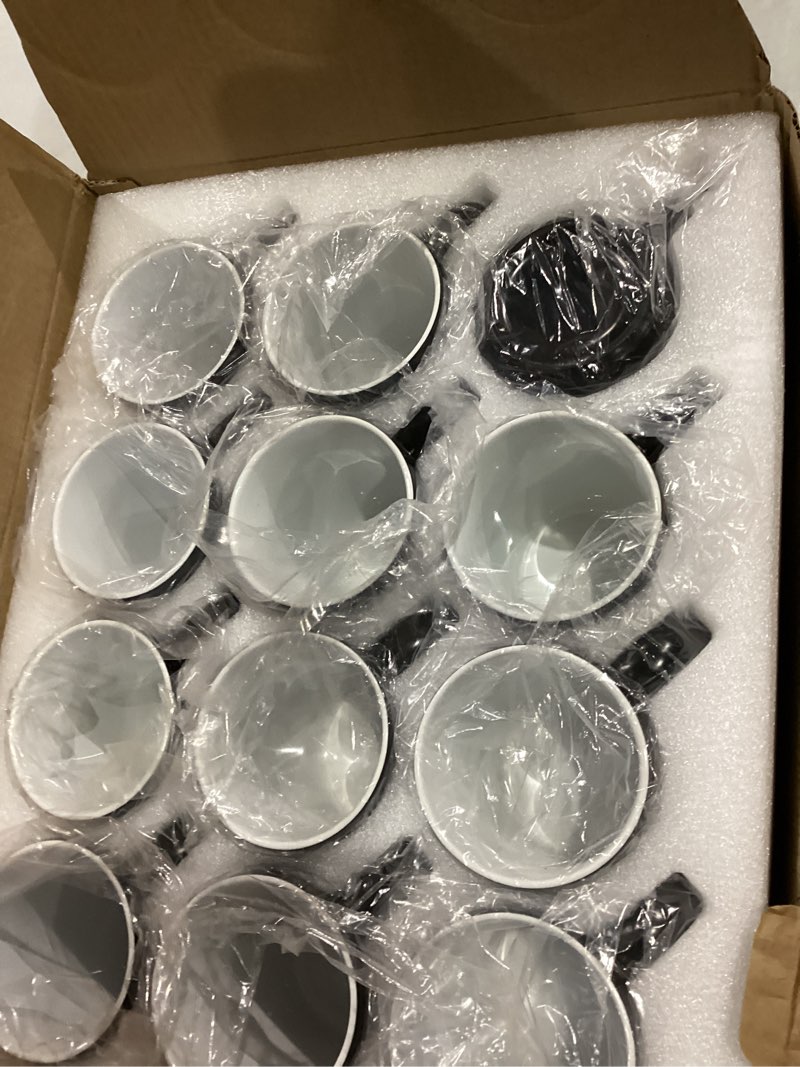 Condition photo showing New/Like New for TANGLONG Color Changing Coffee Mugs 15oz Sublimation Mugs Magic Mug Heat Sensitive Coffee Mugs Tazas Magicas Para Sublimacion Set of 12 Black 15 Ounces