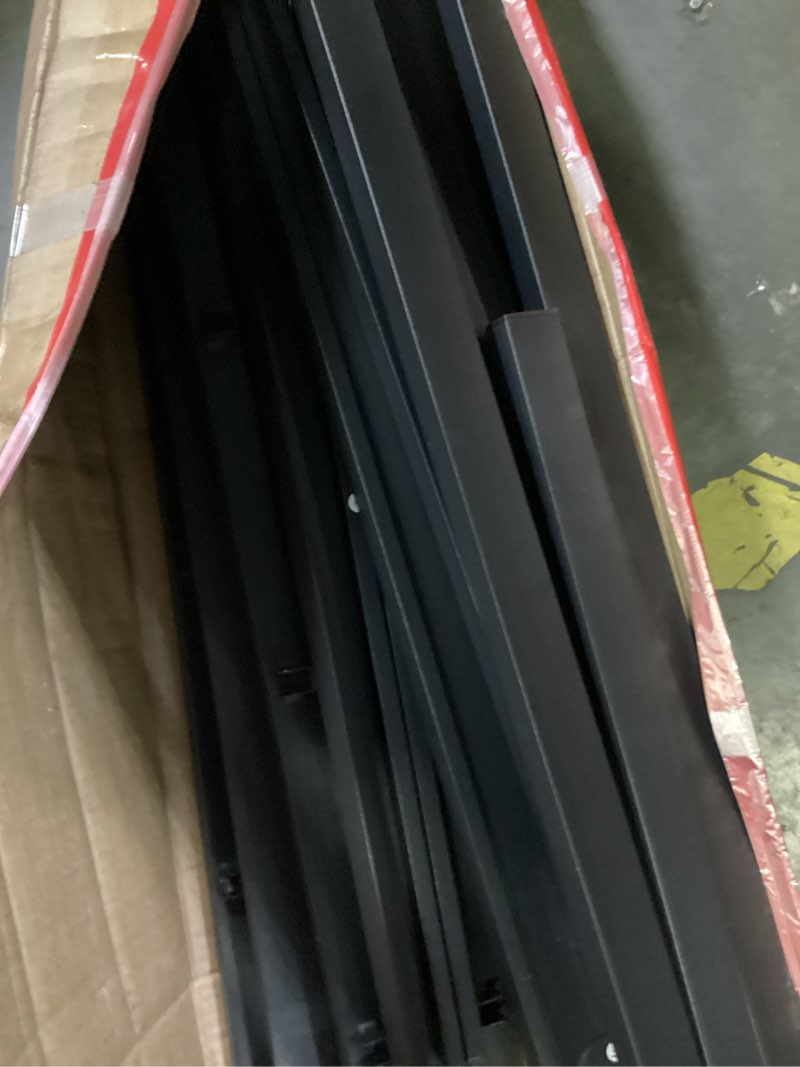Condition photo showing As Is for vasagle king metal bed frame 14 inches tall, 1100 lb weight capacity, no box spring needed, with under-bed storage, easy setup, heavy-duty platform bed, mattress retainers, matte black urmb654bd02s