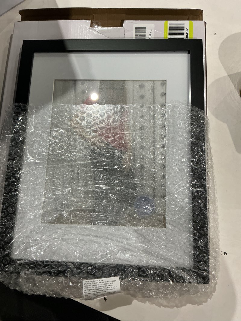 Condition photo showing Good Condition for rpjc 11 x 14 picture frames made of solid wood and high definition glass display pictures 8x10 with mat or 11x14 without mat for wall mounting photo frame black