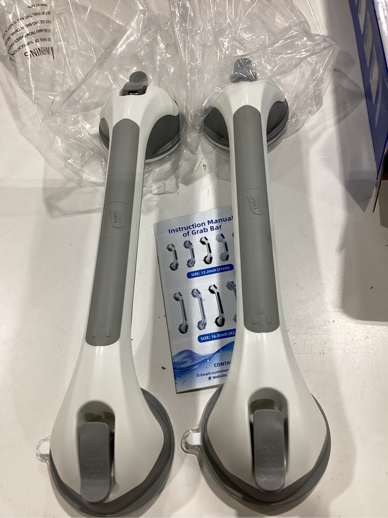 Condition photo showing Good Condition for taili grab bars for bathtubs and showers 2 pack suction grab bar, heavy duty shower handle removable bath handrails for seniors and elderly, bathroom safety grip no drilling waterproof,grey 16.8" gray