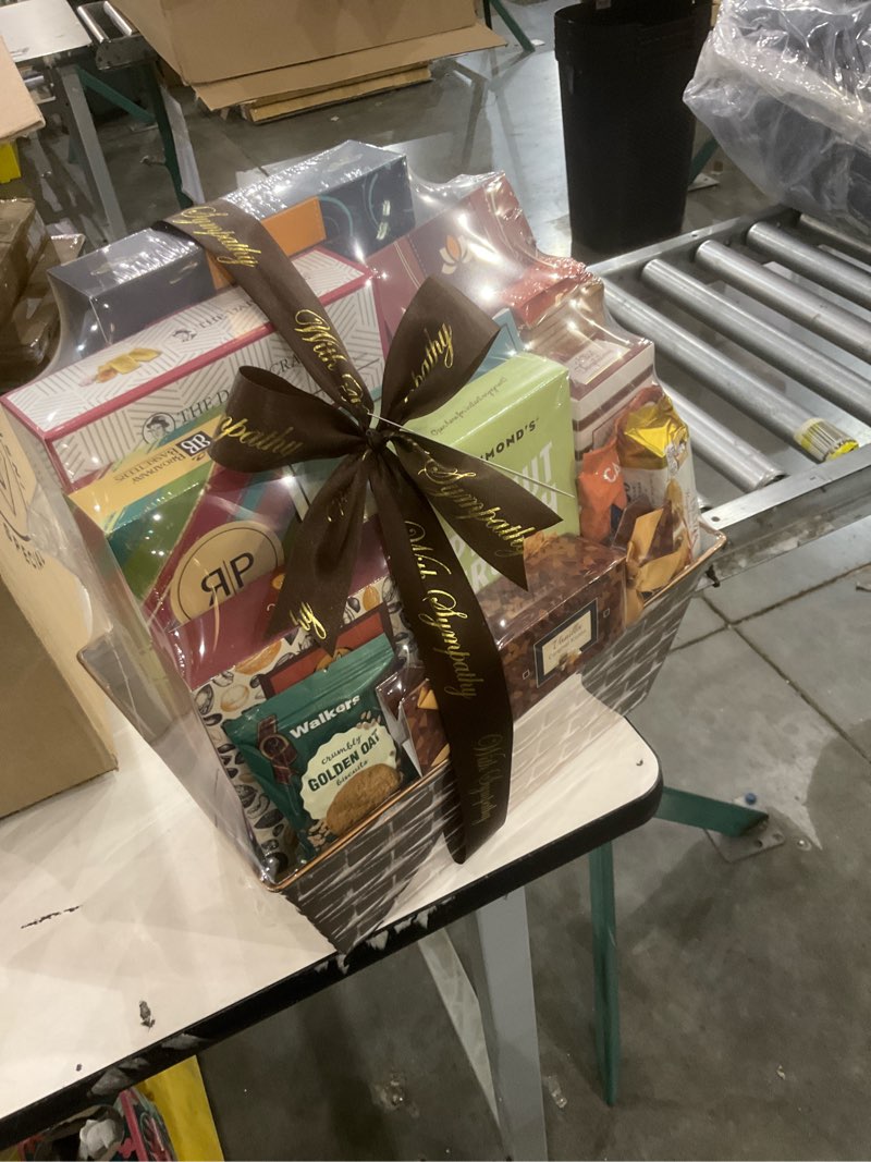 Condition photo showing New/Like New for Broadway Basketeers Condolences Gourmet Gift Basket, Kosher Sympathy Food Gift Baskets for Delivery, Perfect Care Package Box or Assorted Snack Gifts for Bereavement, Loss, Funeral, or Shiva