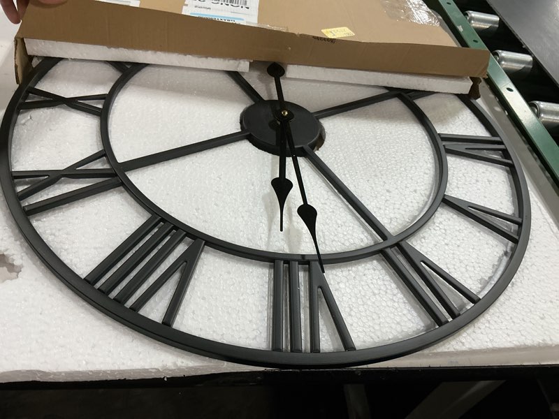Condition photo showing Good Condition for 24inch/60cm large wall clocks for living room decor,vintage,modern,round,silent,non ticking,black wall clock for home,garden,office,cafe decoration(iron roman numerals, 24 inches) iron roman numerals 24 inches