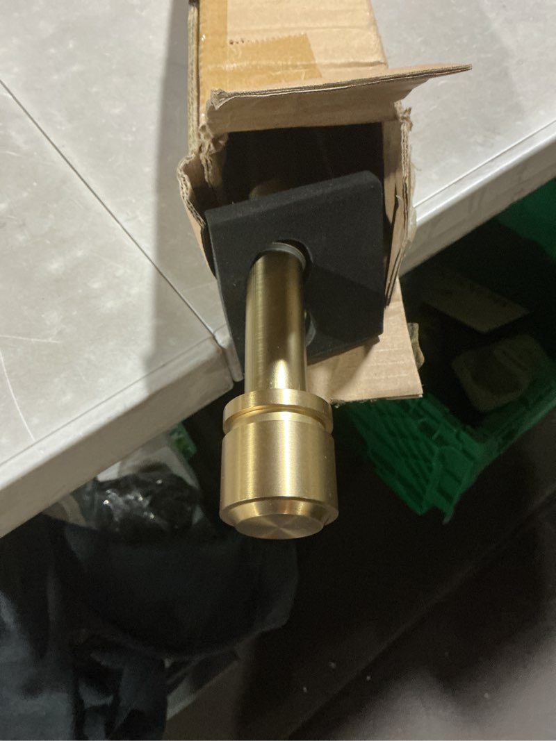 Condition photo showing Good Condition for 1 1/8 inch diameter curtain rods72 to 144 inches(6-12ft), telescoping heavy duty large drapery rod with adjustable aluminum alloy bracket, solid end caps for windows patio decoration, brushed gold brushed gold 72"-144"