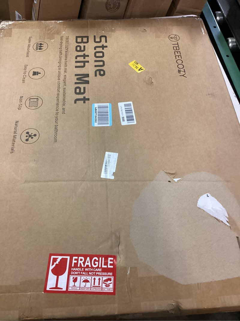 Condition photo showing New/Like New for bioiwgy stone bath mat, 24"x32" large size diatomite fast drying non slip stone shower mat, super absorbent for bathroom & kitchen, multi-use as pet mat, easy to clean, gray style 01-gray 24"x31.5"