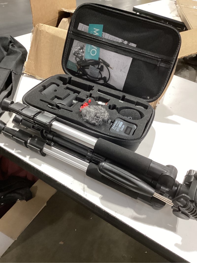 Condition photo showing Good Condition for movo ivlog3 smartphone video bundle vxr10-pro directional microphone, mini tripod, led camera light, wide-angle lens - cell phone tripod stand - external microphone for iphone and android