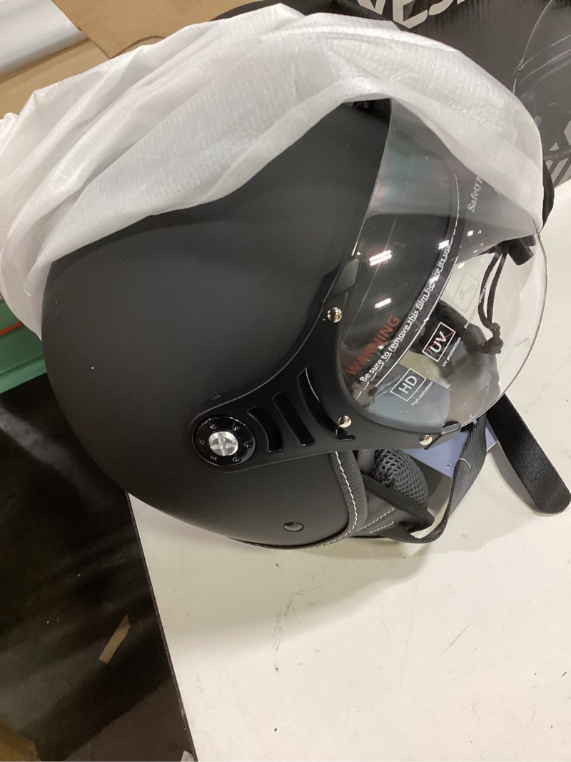Condition photo showing Good Condition for 3/4 Motorcycle Helmets Retro Open Face Vespa Scooters Helmet with Clear Visor for Men and Women- DOT Approved Matte Black Medium