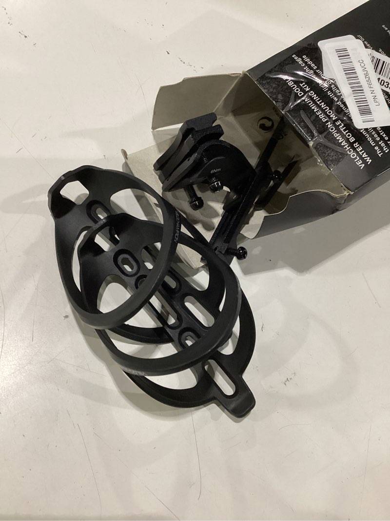 Condition photo showing As Is for velochampion universal dual bike water bottle holder | behind seat triathlon & road cycling hydration mount | holds 1 or 2 bottles up to 750ml & co2 cartridge | fits saddle rails 50-80mm (premium)