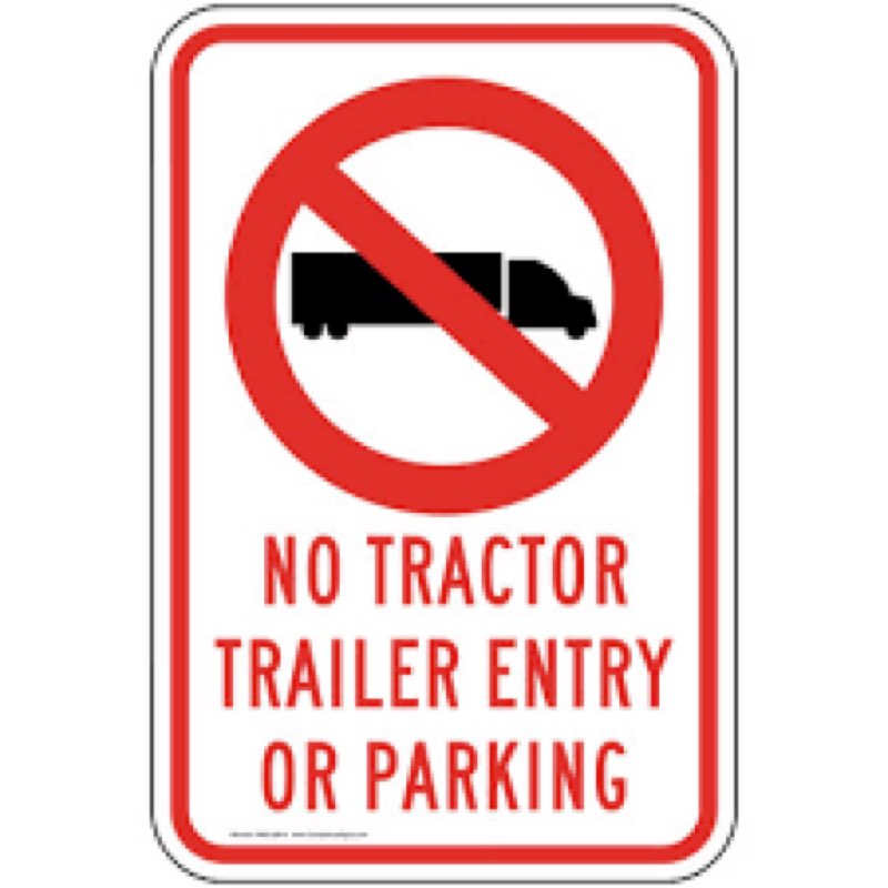 ComplianceSigns.com No Tractor Trailer Entry Or Parking Reflective Sign, 24x18 in. with Center Holes