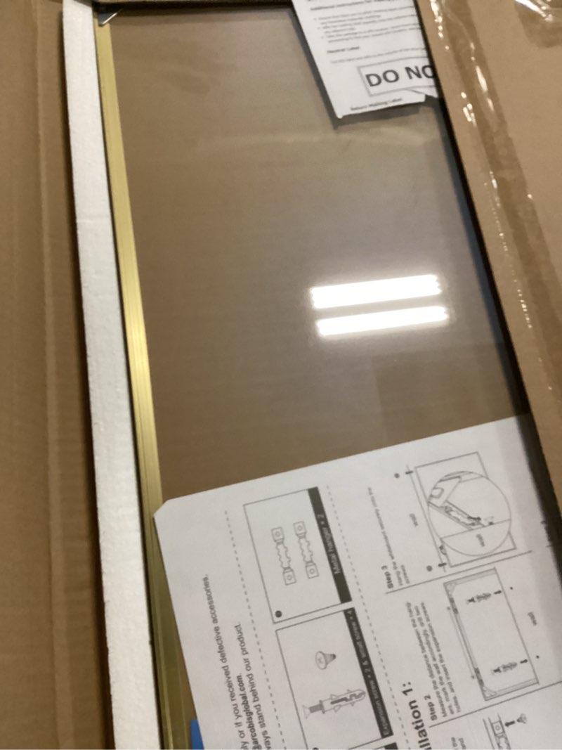 Condition photo showing Good Condition for ARCOBIS Dry Erase Calendar Whiteboard Cork Board Combo, 24"x18" Magnetic White Board Calendar Dry Erase for Wall, Gold Frame Monthly Combination Board for Office, Home, School Gold 24" x 18"